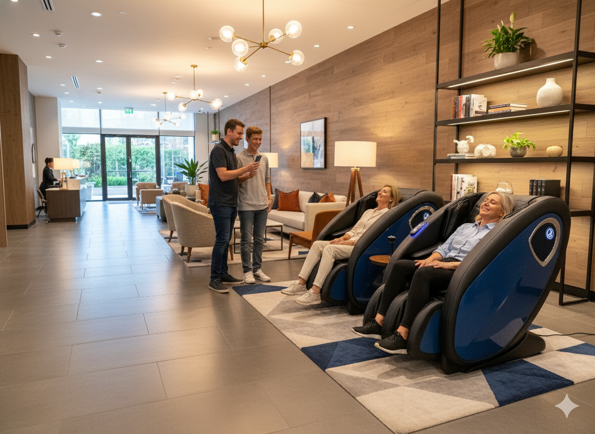 vending massage chair for hotels, massage vending machines hotels, robotic massage chairs hotels, hotel vending massage chairs, commercial massage chairs for hotels
